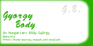 gyorgy body business card